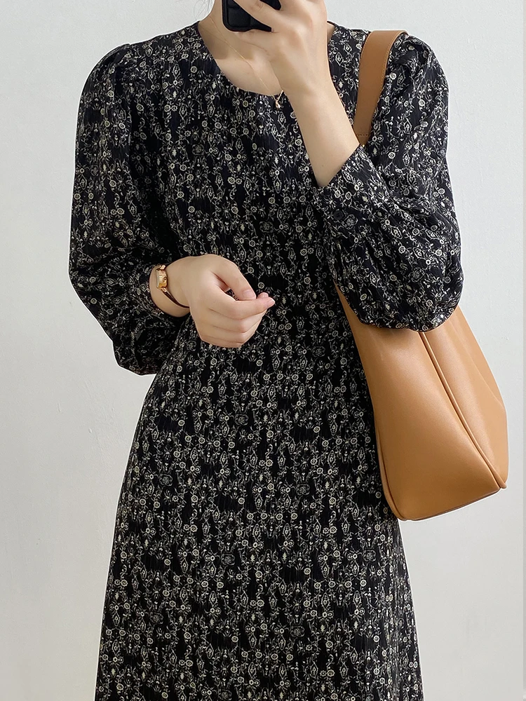 Casual Round-Neck Waistband Lace Up Printed Long Skirt Loose Bubble Sleeve Dress 2023 New Korean Fashion Women'S Clothing
Casual Round-Neck Waistband Lace Up Printed Long Skirt Loose Bubble Sleeve Dress 2023 New Korean Fashion Women'S Clothing