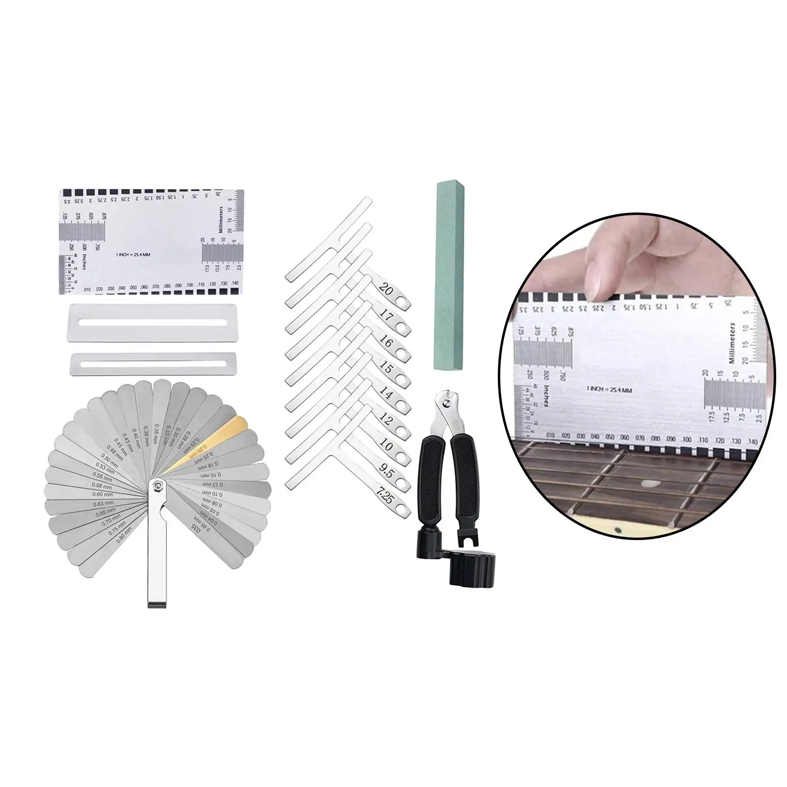 Portable Guitar Bass Luthier Tools Kit Guitar String Winder Repairing Tool Guitar String Action Gauge Ruler for Electric Bass
Portable Guitar Bass Luthier Tools Kit Guitar String Winder Repairing Tool Guitar String Action Gauge Ruler for Electric Bass