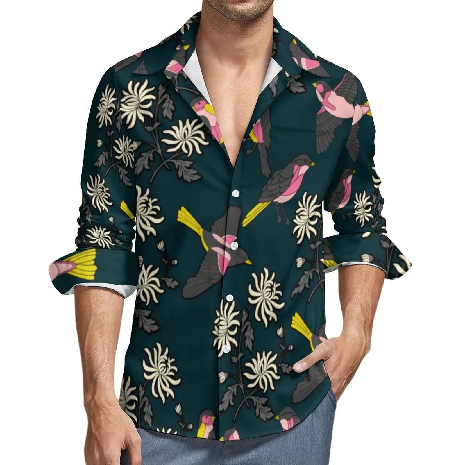 Pink Birds Print Shirt White Flowers Casual Shirts Long Sleeve Graphic Y2K Blouses Spring Vintage Oversized Tops
Pink Birds Print Shirt White Flowers Casual Shirts Long Sleeve Graphic Y2K Blouses Spring Vintage Oversized Tops