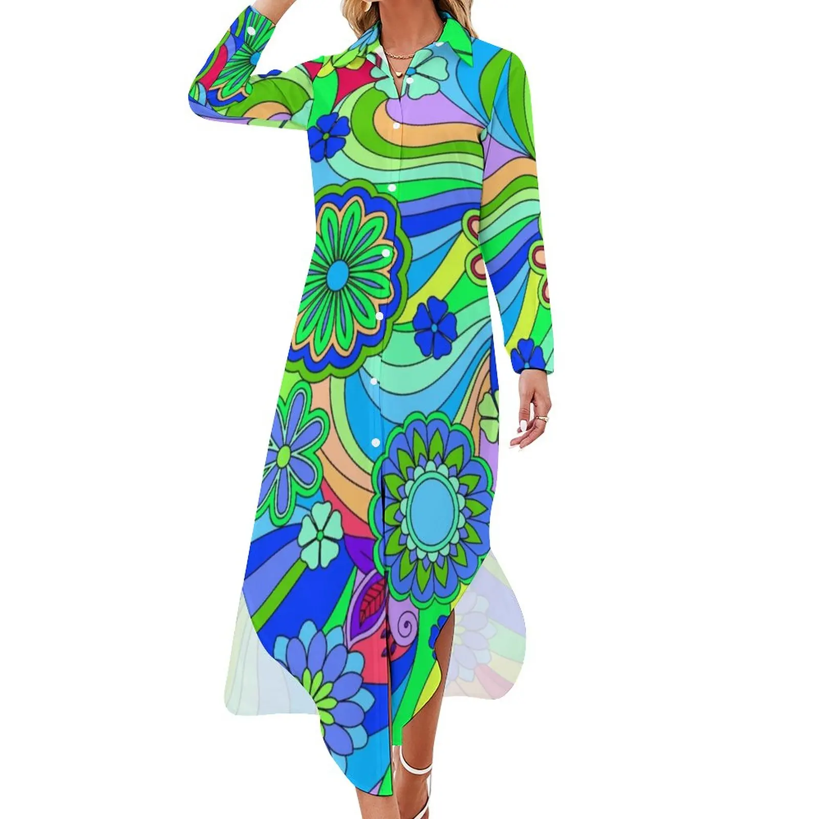 Retro Floral Hippy Chiffon Dress Trippy Flower Print Cute Dresses Long Sleeve Aesthetic V Neck Graphic Oversized Casual Dress
Retro Floral Hippy Chiffon Dress Trippy Flower Print Cute Dresses Long Sleeve Aesthetic V Neck Graphic Oversized Casual Dress