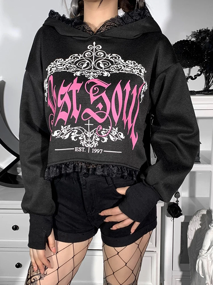 Dark Wind Lace Hooded Fashion Printed Hoodie Women 2022 Vintage Black Early Spring New Top Women Sweatshirt Woman Goth Emo Sweat
Dark Wind Lace Hooded Fashion Printed Hoodie Women 2022 Vintage Black Early Spring New Top Women Sweatshirt Woman Goth Emo Sweat