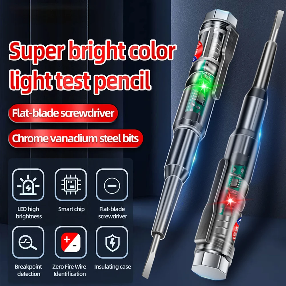 Digital Voltage Detector Test Pen 24-250V Electric Screwdriver Probe with Dual-color Indicator Light/Sound Alarm Digital Tester
Digital Voltage Detector Test Pen 24-250V Electric Screwdriver Probe with Dual-color Indicator Light/Sound Alarm Digital Tester