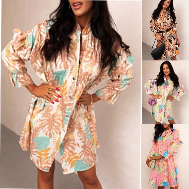 2022 Fashion Women Flowers Print Shirt Dress Ruffle Vintage Long Sleeve Sexy Ladies Loose Mini Dress
2022 Fashion Women Flowers Print Shirt Dress Ruffle Vintage Long Sleeve Sexy Ladies Loose Mini Dress