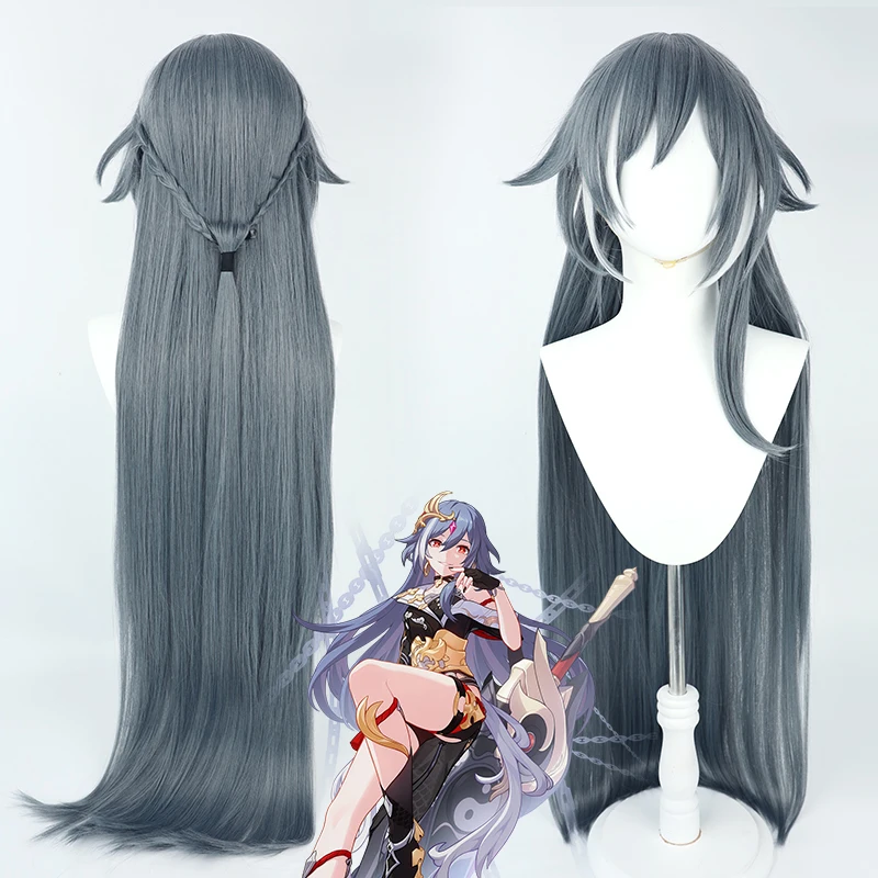 

110cm Long Fu Hua Cosplay Honkai Impact 3 Wig Fu Hua Wig Cosplay Highlights White Heat Resistant Hair Halloween Wigs + Wig Cap