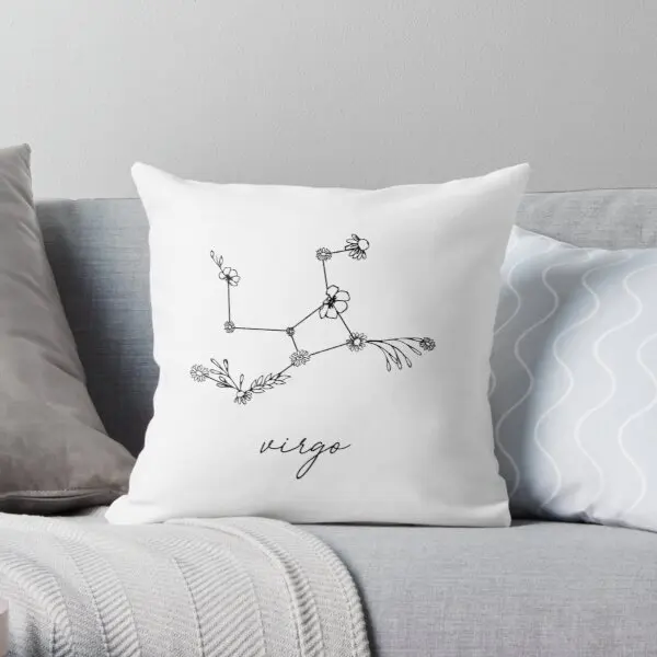 

Virgo Zodiac Wildflower Constellation Printing Throw Pillow Cover Square Soft Bedroom Sofa Hotel Bed Pillows not include