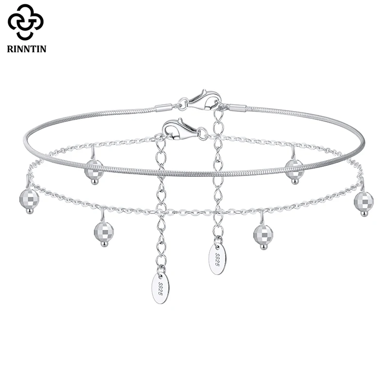 Rinntin 925 Sterling Silver 1.0mm Snake Chain&Cable Chain with Beads Chain Anklets for Women Summer Foot Chain Jewelry SSA06 
Rinntin 925 Sterling Silver 1.0mm Snake Chain&Cable Chain with Beads Chain Anklets for Women Summer Foot Chain Jewelry SSA06