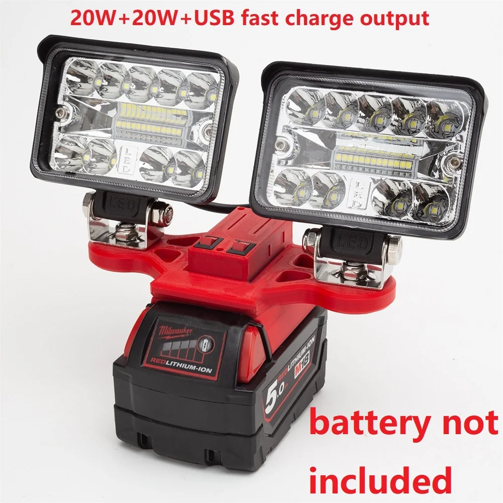 LED Work Light For Milwaukee 18/XC Batteries 18V 20V (5600LM) 110-degree Swivel 2 Head 56W Work Light Wireless LED Flashlight
LED Work Light For Milwaukee 18/XC Batteries 18V 20V (5600LM) 110-degree Swivel 2 Head 56W Work Light Wireless LED Flashlight