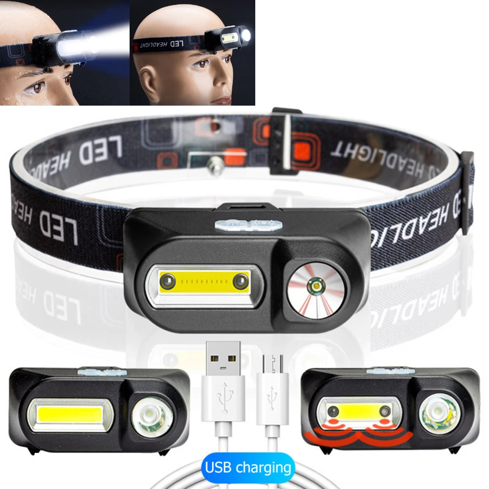 Portable Mini LED Headlamp XPE+COB 6 Modes USB Charging Headlight Torch Flashlight Waterproof Outdoor Camping Torch Head Lamp
Portable Mini LED Headlamp XPE+COB 6 Modes USB Charging Headlight Torch Flashlight Waterproof Outdoor Camping Torch Head Lamp
