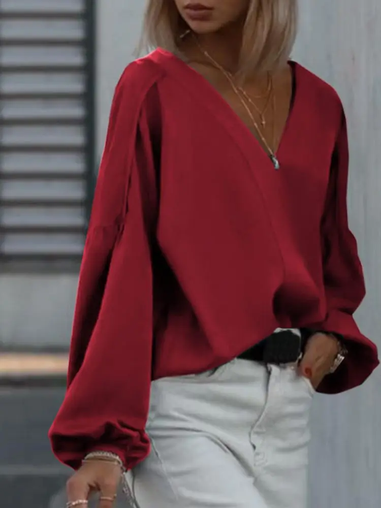 Celmia 2022 Autumn Satin Silk Blouses Office Lady Streetwear V Neck Women's Blusas Femme Lantern Sleeve Elegant Fashion Shirts
Celmia 2022 Autumn Satin Silk Blouses Office Lady Streetwear V Neck Women's Blusas Femme Lantern Sleeve Elegant Fashion Shirts