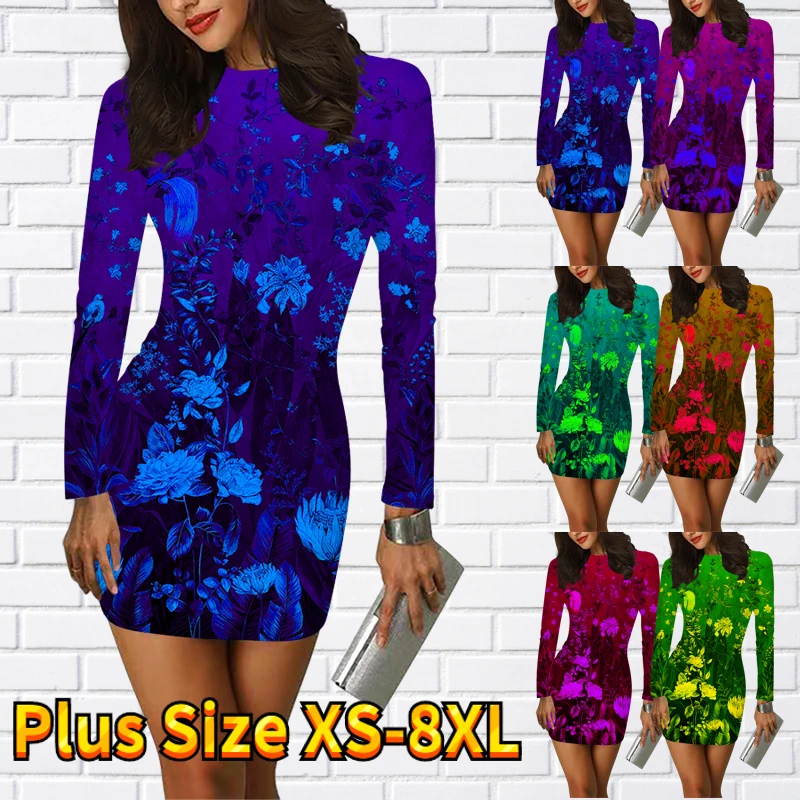 Autumn Winter Women Fashion Midi Skirt Vintage Tight Skirt Sexy Long Sleeve Skirt Flower Printing Short Skirt Round Neck Dress
Autumn Winter Women Fashion Midi Skirt Vintage Tight Skirt Sexy Long Sleeve Skirt Flower Printing Short Skirt Round Neck Dress