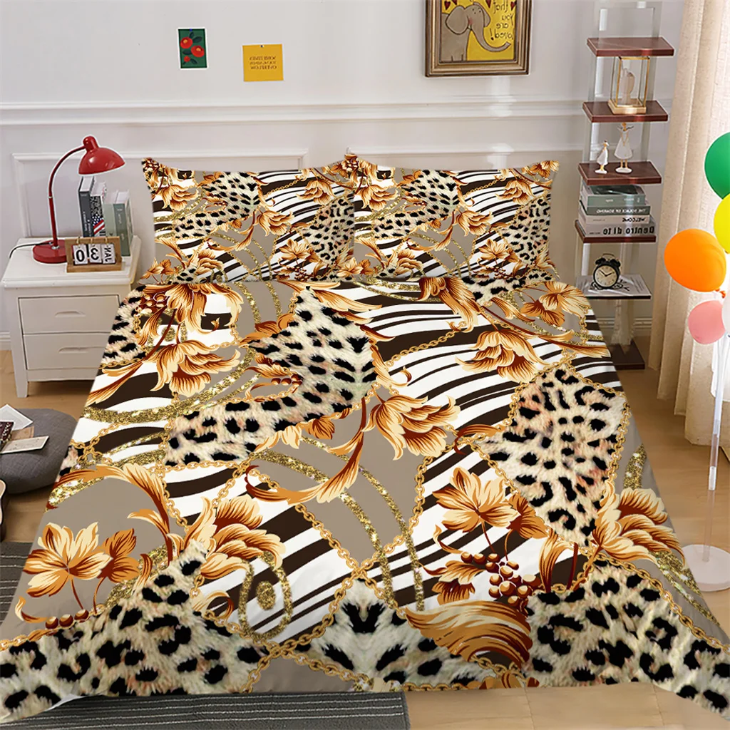 Luxury Gold Flower 3Pcs Modern Leopard Print King Full Size Duvet Cover Bedding Linen Set Bedspread For a Child 200x200 240x220
Luxury Gold Flower 3Pcs Modern Leopard Print King Full Size Duvet Cover Bedding Linen Set Bedspread For a Child 200x200 240x220