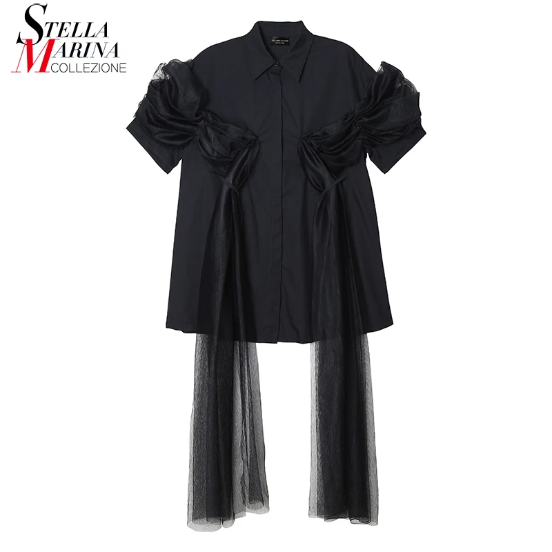 New Summer Casual Big Size Loose Fit Unique Streetwear Short-Sleeve Woman Blouse Mesh Tapes Decorated Unique Oversize Shirt 8607
New Summer Casual Big Size Loose Fit Unique Streetwear Short-Sleeve Woman Blouse Mesh Tapes Decorated Unique Oversize Shirt 8607