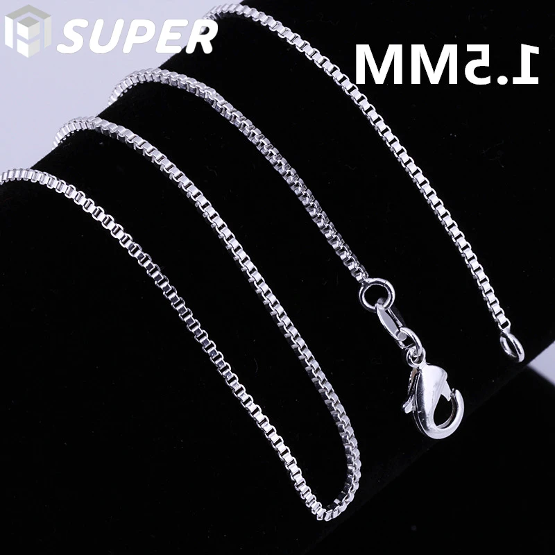 925 Sterling Silver 1.5mm Base Box Chain Necklace For Man Women Wedding Engagement Fashion Jewelry
925 Sterling Silver 1.5mm Base Box Chain Necklace For Man Women Wedding Engagement Fashion Jewelry