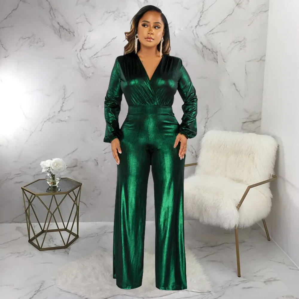 Sexy Bronzing Long Sleeve Wide Leg Pant Jumpsuit Women V Neck One Pieces Rompers Night Clubwear Outfits
Sexy Bronzing Long Sleeve Wide Leg Pant Jumpsuit Women V Neck One Pieces Rompers Night Clubwear Outfits