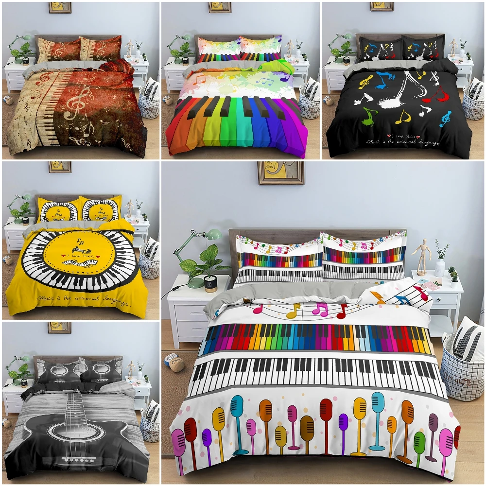 3D Piano Key Printed Bedding Set Luxury Musical Theme Duvet Cover With Zipper Closure Queen King Size Bedclothes
3D Piano Key Printed Bedding Set Luxury Musical Theme Duvet Cover With Zipper Closure Queen King Size Bedclothes