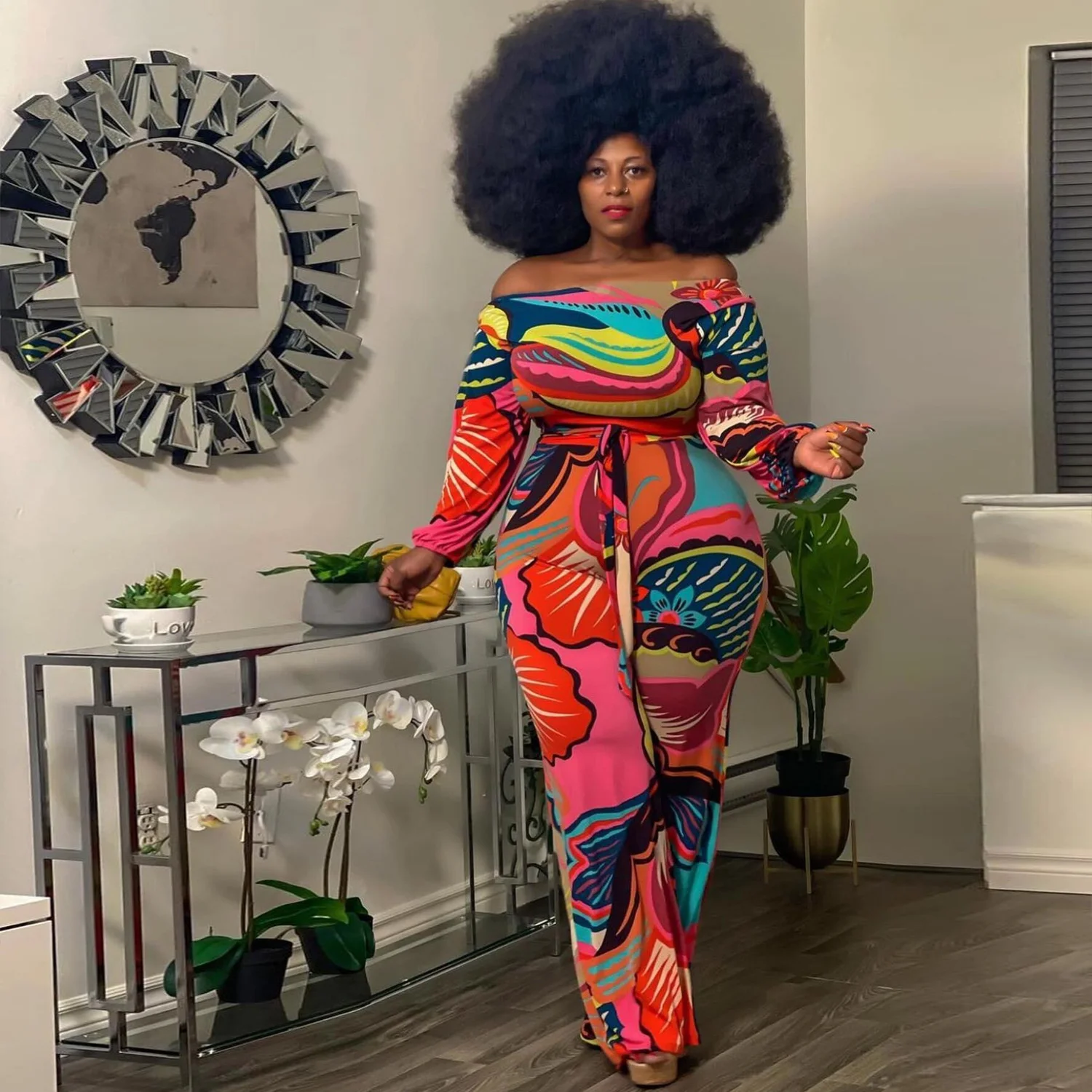 Dress Plus Size Women's Sexy One Neck Long Sleeve Bodysuit Sexy Fancy Bandage Big Print Bodysuit Nightclub Party Bodysuit
Dress Plus Size Women's Sexy One Neck Long Sleeve Bodysuit Sexy Fancy Bandage Big Print Bodysuit Nightclub Party Bodysuit