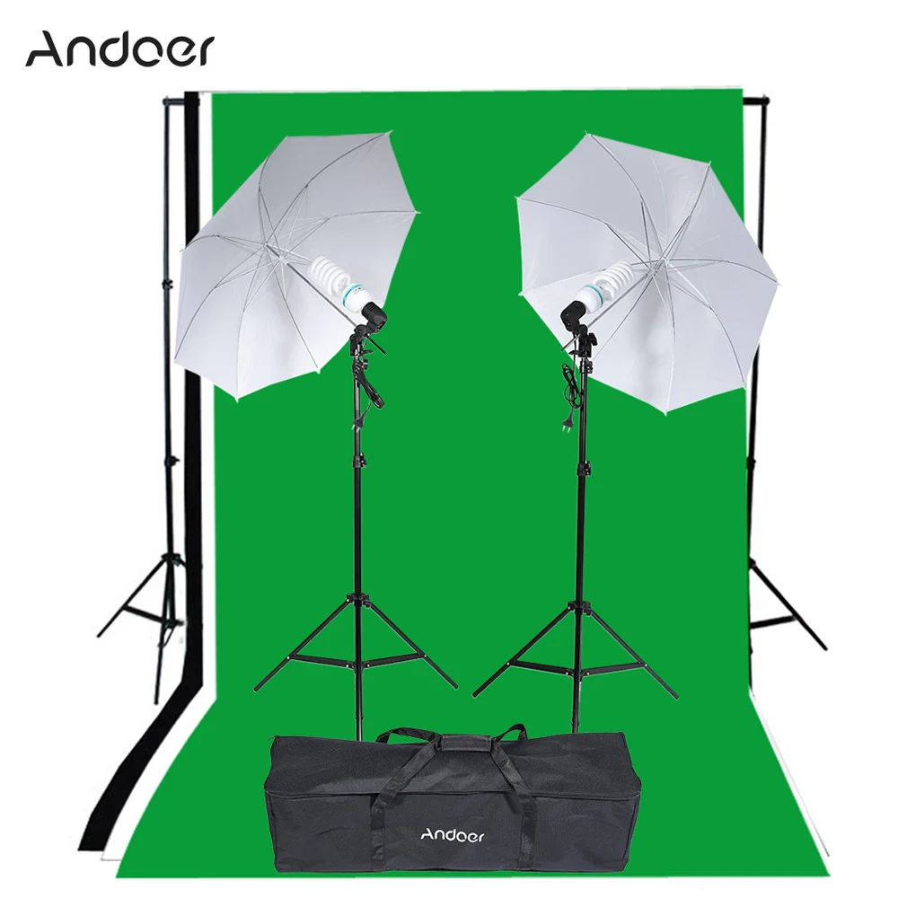 CZ Andoer Photography Studio Lighting Tent Kit 2*135W Bulb+2*Bulb Holder+2*Reflective Umbrella+3*Backdrops+stand+2*Tripod Stand
CZ Andoer Photography Studio Lighting Tent Kit 2*135W Bulb+2*Bulb Holder+2*Reflective Umbrella+3*Backdrops+stand+2*Tripod Stand