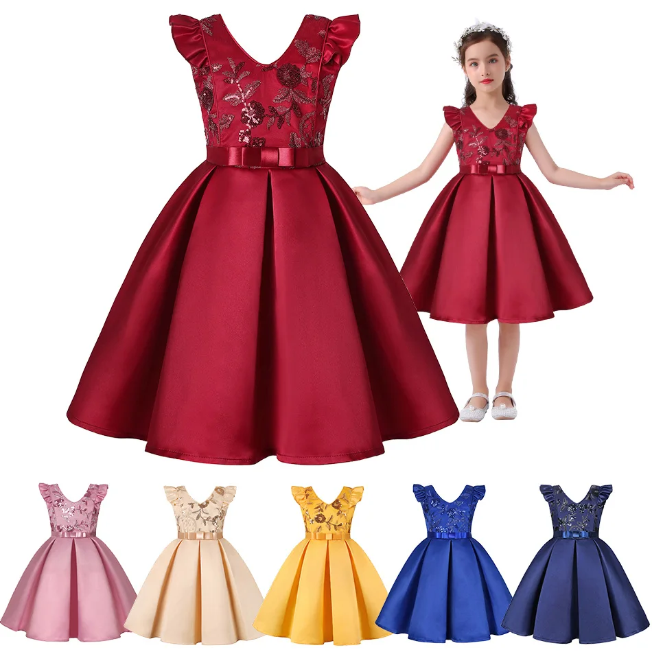 Girls Red Christmas Princess Dress V-neck Backless Bow Elegant Bridesmaid Gown Kids Birthday Party Wear Sequins Formal Costume
Girls Red Christmas Princess Dress V-neck Backless Bow Elegant Bridesmaid Gown Kids Birthday Party Wear Sequins Formal Costume