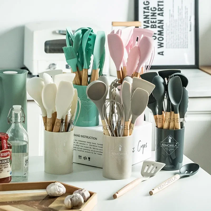 Silicone Heat 13PCS Grade Tools Set Cooking Nonstick Pan Food Wooden Handle Resistant 304 Baking Kemorela Kitchenware
Silicone Heat 13PCS Grade Tools Set Cooking Nonstick Pan Food Wooden Handle Resistant 304 Baking Kemorela Kitchenware