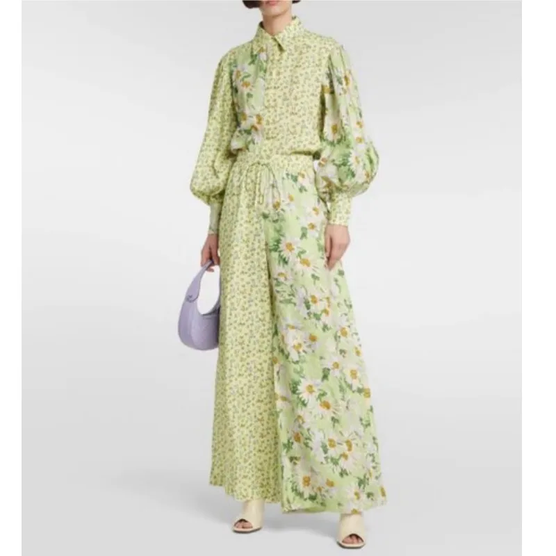 23 Early Autumn Elegant and Slim, Fresh and Age Reducing Green Daisy Fragmented Blouse Shirt+High Waist Wide Leg Pants Linen Cas
23 Early Autumn Elegant and Slim, Fresh and Age Reducing Green Daisy Fragmented Blouse Shirt+High Waist Wide Leg Pants Linen Cas