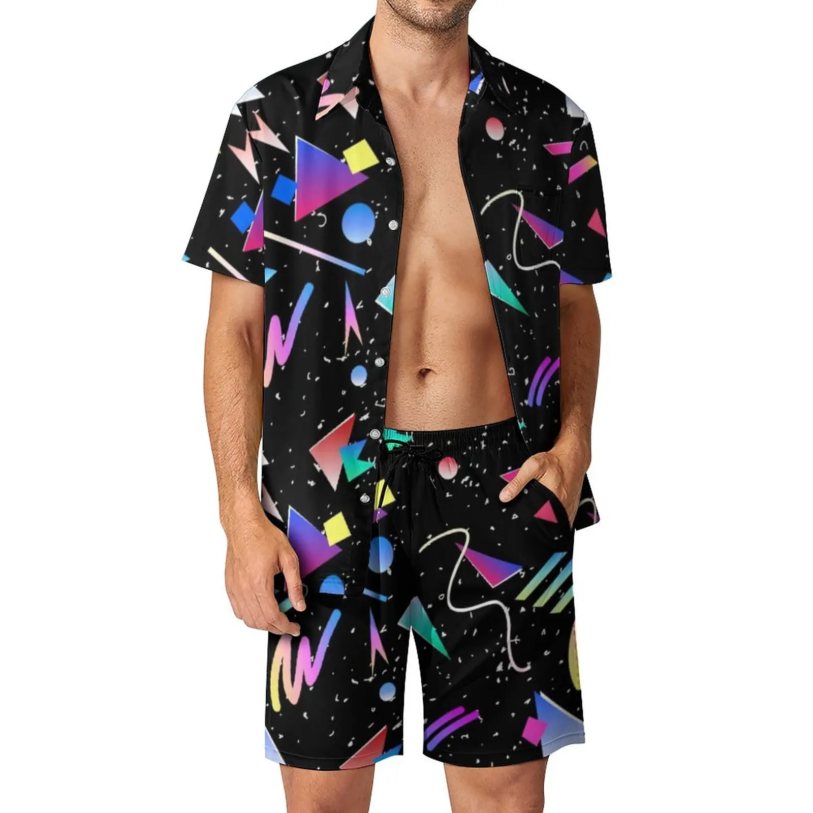 Memphis Steampunk Men Sets Geometric Retro Cool Casual Shirt Set Short Sleeve Printed Shorts Summer Vacation Suit Plus Size 3XL
Memphis Steampunk Men Sets Geometric Retro Cool Casual Shirt Set Short Sleeve Printed Shorts Summer Vacation Suit Plus Size 3XL