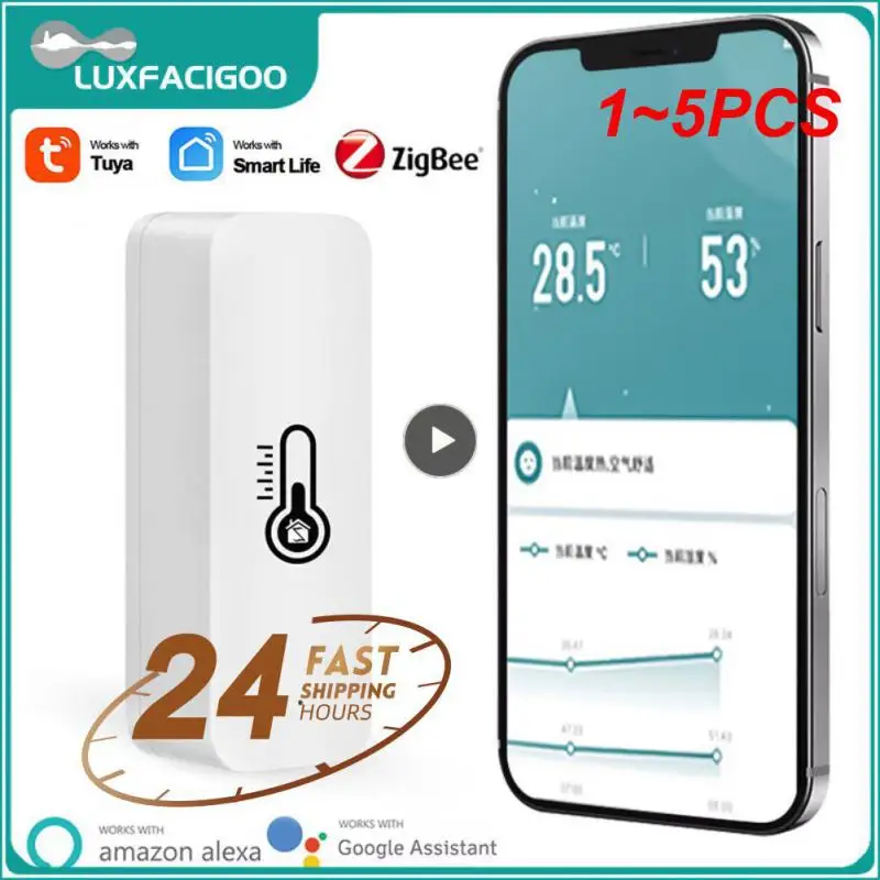 

1~5PCS Zigbee Temperature Sensor Mini Smart Life Tuya App Real-time Detecter App Control Temperature Humidity Sensor