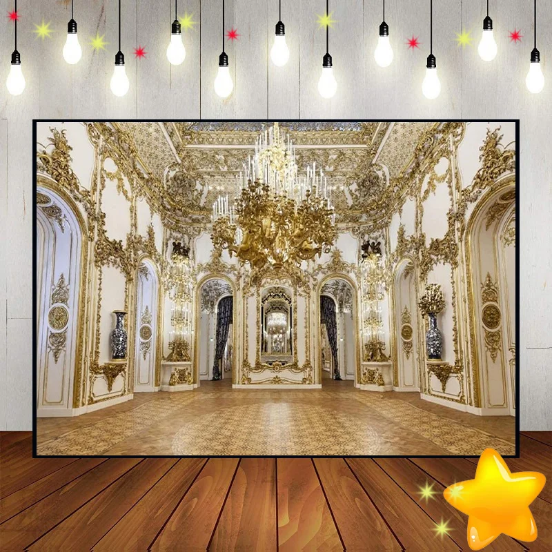 

King's Castle Gorgeous Palace Chandelier Background Photo Decoration Photography Backdrops Party Custom Birthday Backdrop Banner