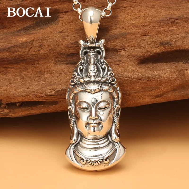 BOCAI New S925 Sterling Silver Vintage Ethnic Style Avalokitesvara Bodhisattva Head Pendant Male and Female
BOCAI New S925 Sterling Silver Vintage Ethnic Style Avalokitesvara Bodhisattva Head Pendant Male and Female