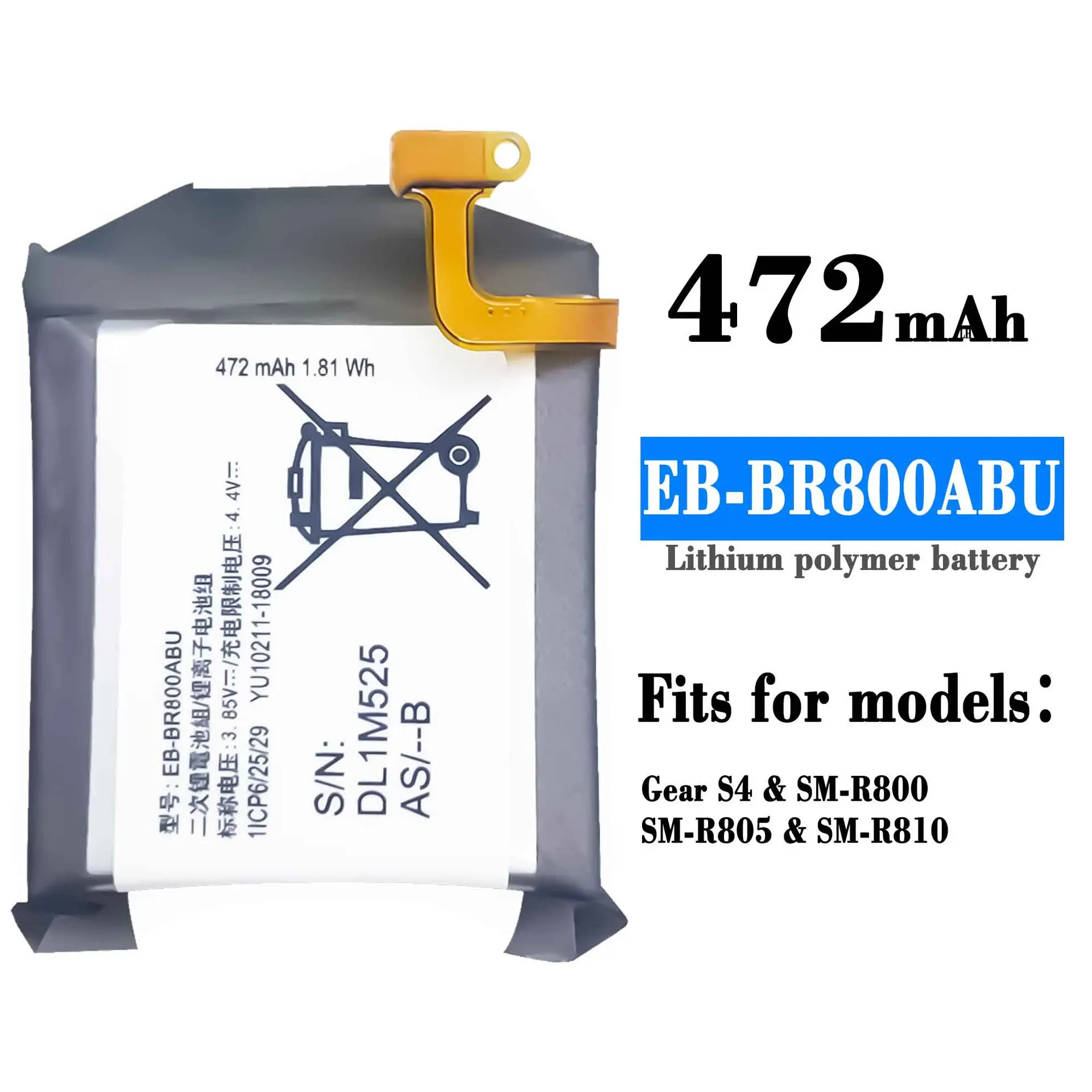 Orginal Battery EB-BR800ABU For Galaxy Buds Live EP-QR180 SM-R180 Gear S4 SM-R800 R805 R810 R805U R805N 46MM 472mAh New Bateria
Orginal Battery EB-BR800ABU For Galaxy Buds Live EP-QR180 SM-R180 Gear S4 SM-R800 R805 R810 R805U R805N 46MM 472mAh New Bateria