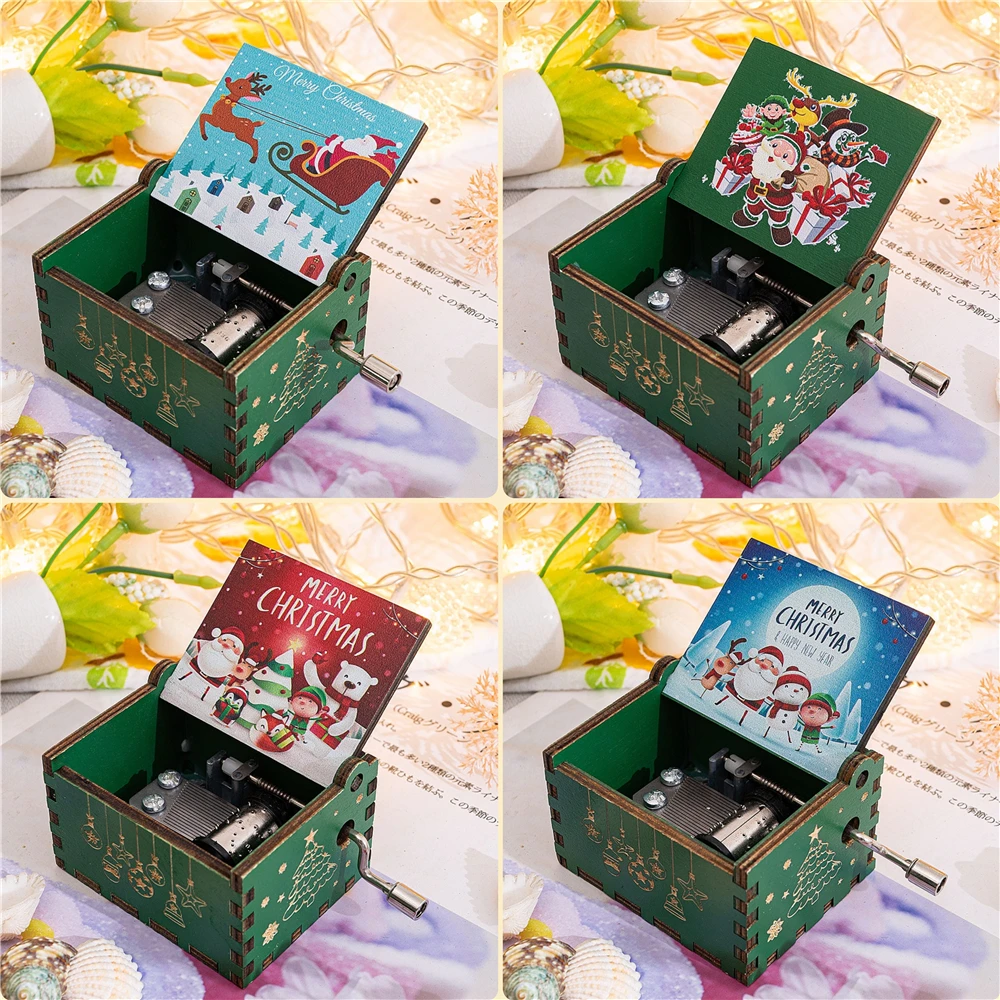 Green Christmas Music Box Exquisite Wooden Hand-cranked Music Box Cartoon Santa Claus Theme New Year Christmas Gift for Children
Green Christmas Music Box Exquisite Wooden Hand-cranked Music Box Cartoon Santa Claus Theme New Year Christmas Gift for Children