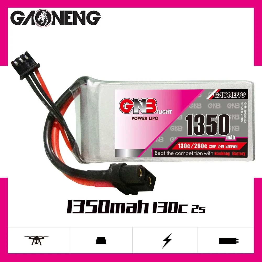 GAONENG GNB 1350 мАч 2S 130C 260C 7 4 В XT60 LiPo аккумулятор Радиоуправляемый Багги грузовик