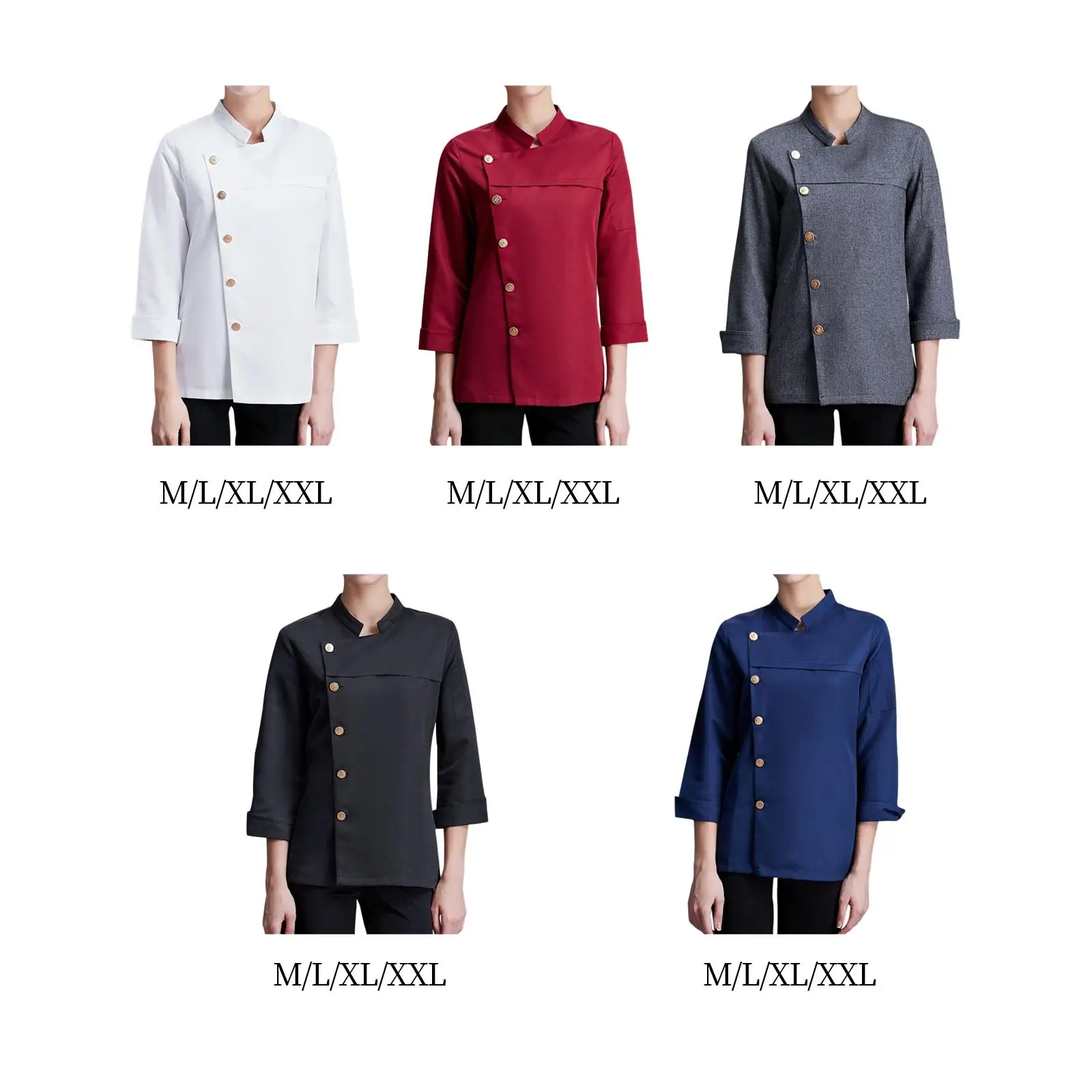 

Unisex Chef Coat Jacket Uniform Cooker Waiter Waitress Apparel Long Sleeve Workwear for Cafe Restaurant Pizza Food Industry Pub