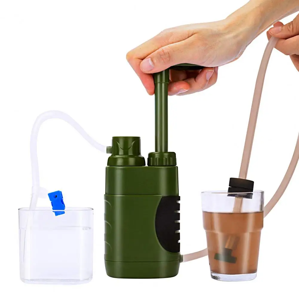 

Water Purifier Survival Food Grade Portable Reusable Convenient Reliable Safety Stainless Steel Camping Hiking Hand Pump Water F