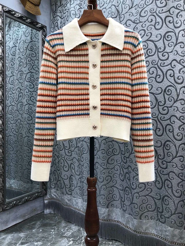 2022 new women Fashion Long Sleeve Sexy Lapel Colorful Stripes Short Slim Fit Knit Top 906
2022 new women Fashion Long Sleeve Sexy Lapel Colorful Stripes Short Slim Fit Knit Top 906