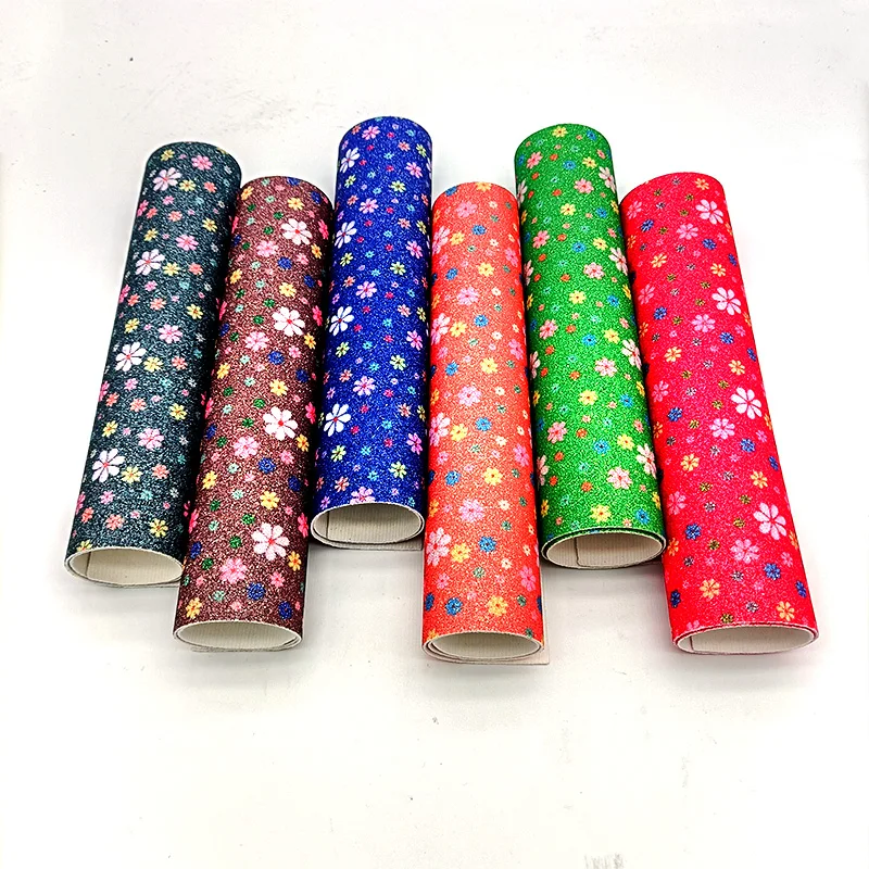XHT-937 Flower Printed Fine Glitter Faux Artificial Leather Fabric Sheet for Making Shoe/Bag/Clothing/Decorative/Hair Bow
XHT-937 Flower Printed Fine Glitter Faux Artificial Leather Fabric Sheet for Making Shoe/Bag/Clothing/Decorative/Hair Bow