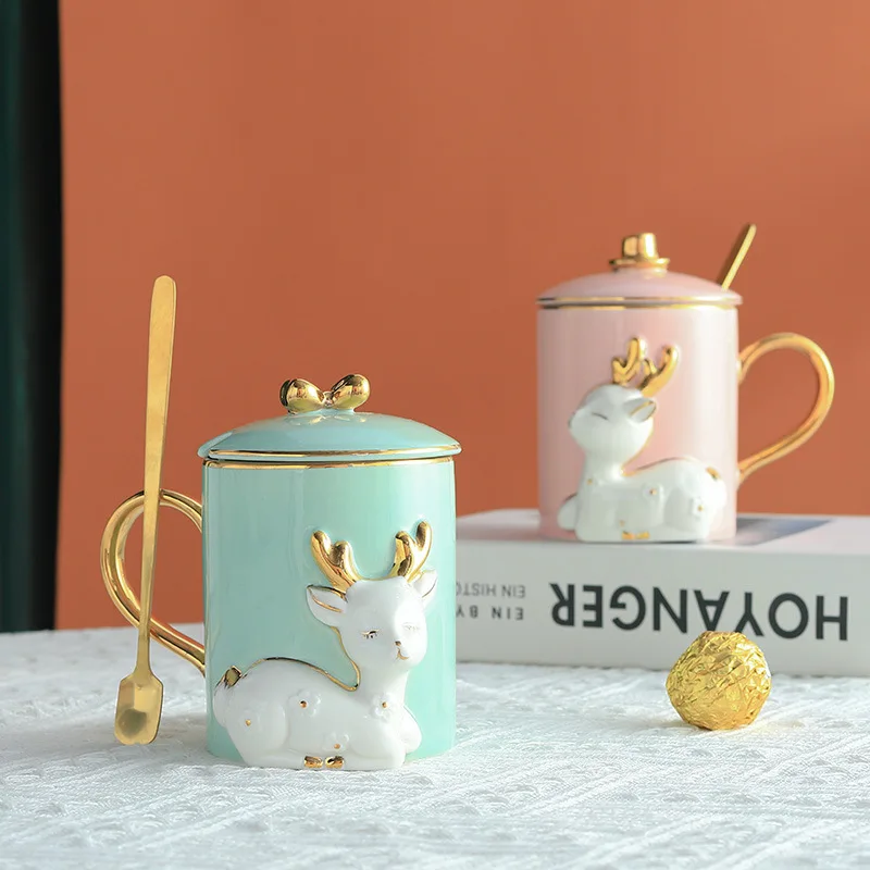 Scandinavian macarone candy color deer ceramic cup with lid spoon couple breakfast milk cup gift box set
Scandinavian macarone candy color deer ceramic cup with lid spoon couple breakfast milk cup gift box set