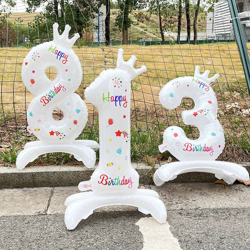 32Inches White Number Stand Foil Balloon With Crown 0-9 Happy Birthday Large Figures Globos Baby Shower Wedding Party Decoration
32Inches White Number Stand Foil Balloon With Crown 0-9 Happy Birthday Large Figures Globos Baby Shower Wedding Party Decoration
