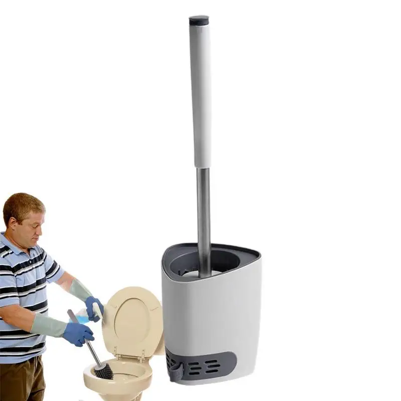 

Toilet Brush Standing Toilet Brush Holder Set With Long Handle Rotatable Flexible Leak Proof Soft Bristles Brush For Bathroom