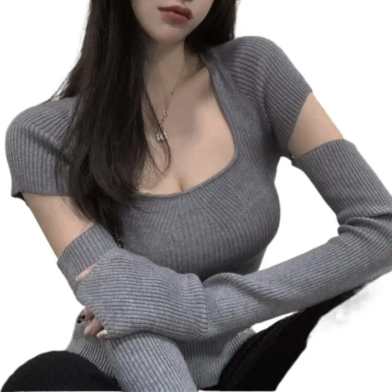 100% Wool Knitted Square Neckline T-shirt Women's Fall Winter Black Tight-fitting Hollow Out Pullover Short Inner Sweater Top
100% Wool Knitted Square Neckline T-shirt Women's Fall Winter Black Tight-fitting Hollow Out Pullover Short Inner Sweater Top