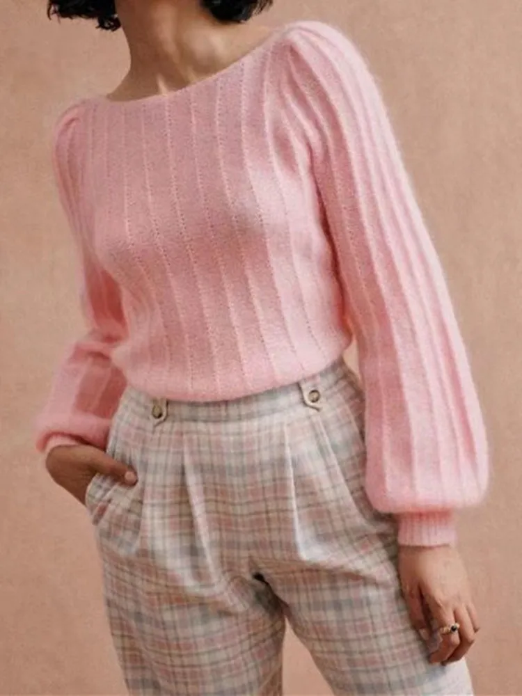 Women's Sweater Long Sleeve Wool Mohair Jumper Fall Winter Sweet Round Neck Knitted Pullover
Women's Sweater Long Sleeve Wool Mohair Jumper Fall Winter Sweet Round Neck Knitted Pullover