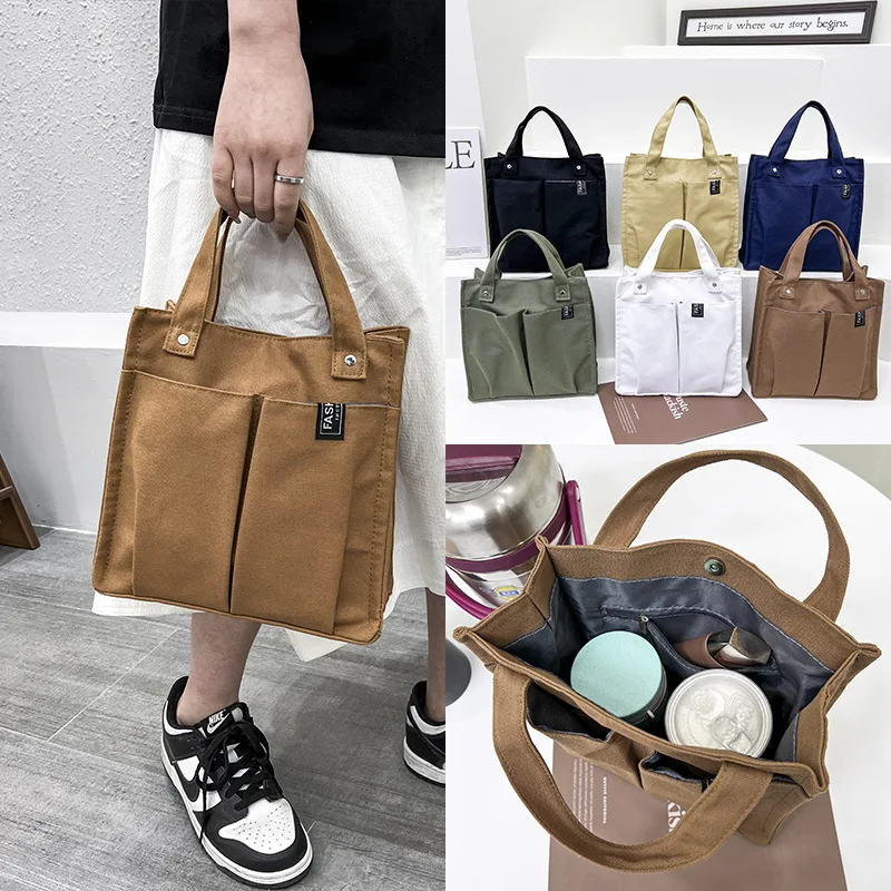 New Women's Bags 2022 Korean Version One-shoulder Canvas Bag Women's Student Lunch Box Bag with Multiple Pockets Canvas Tote
New Women's Bags 2022 Korean Version One-shoulder Canvas Bag Women's Student Lunch Box Bag with Multiple Pockets Canvas Tote