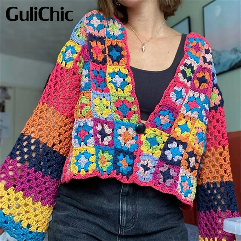 7.19 GuliChic Fashion Loose V-Neck Hook Flower Hollow Short Single Button Knitted Cardigan Women
7.19 GuliChic Fashion Loose V-Neck Hook Flower Hollow Short Single Button Knitted Cardigan Women