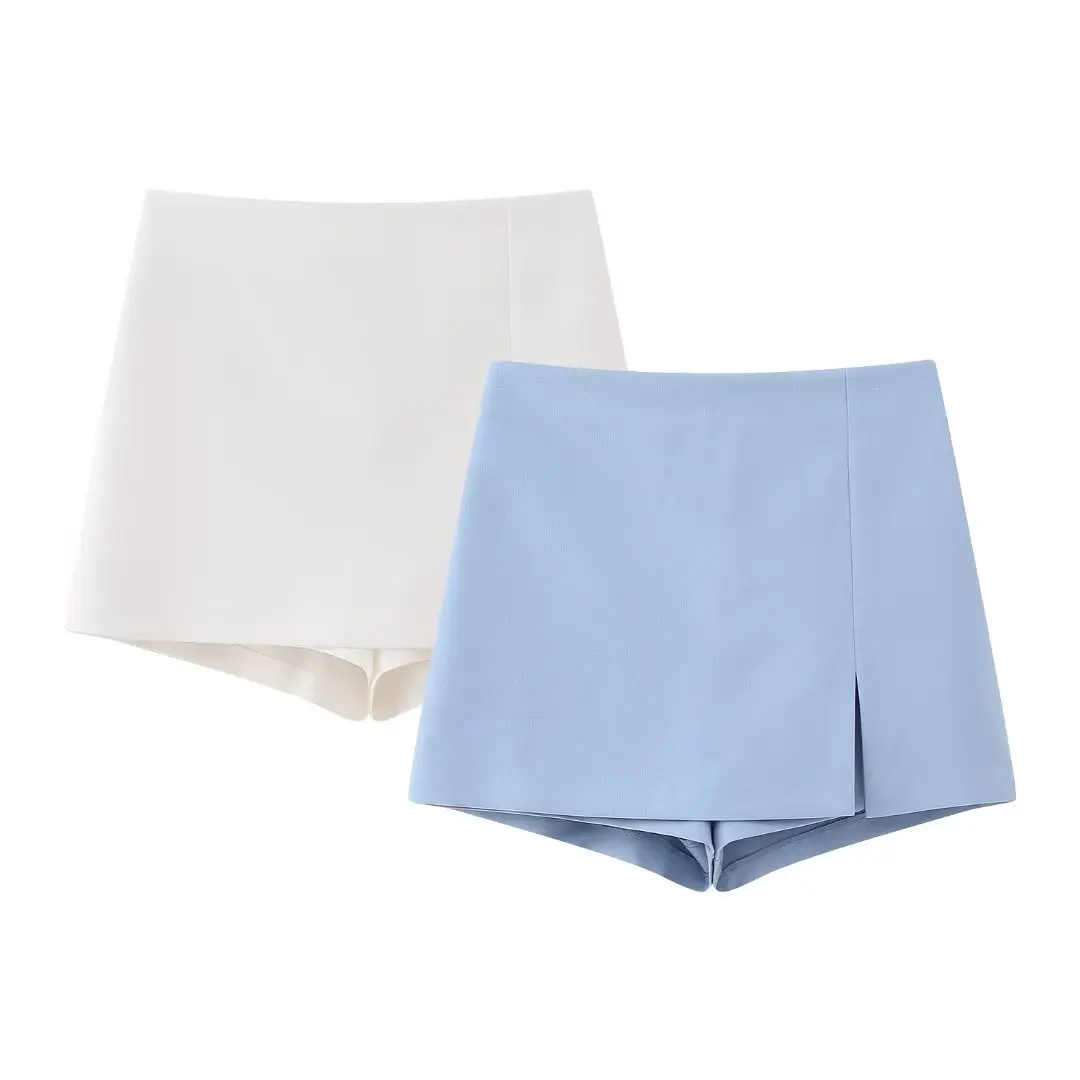 

Women's Asymmetric Skirt with Side Zipper, High Waist, Retro Skirt, Slimming Shorts, All-Match Office Dress, Monochromatic 2023
