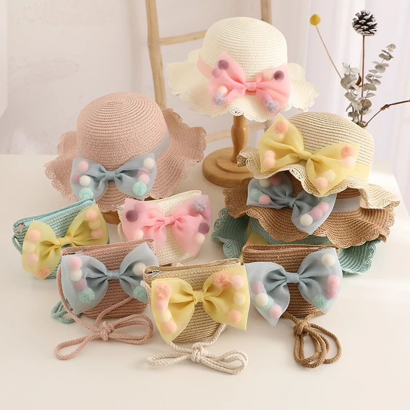 Fashion Girls Straw Hat Handbag Set BowKnot Kids Beach Sun Hat Girl's Outdoor Sun Protection Hat 2pcs Set Summer Sunshade Hat 
Fashion Girls Straw Hat Handbag Set BowKnot Kids Beach Sun Hat Girl's Outdoor Sun Protection Hat 2pcs Set Summer Sunshade Hat