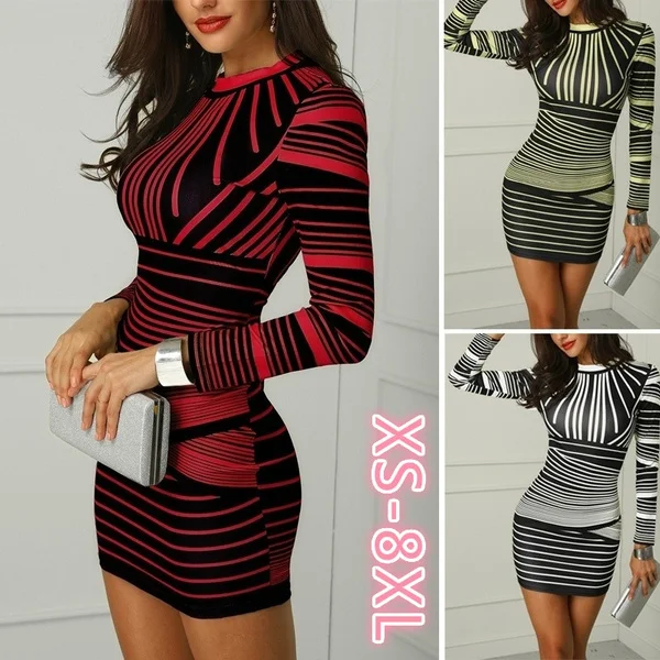 2023 Nes Women New Stripe Digital Printing Slim Long Sleeve Dress Female Casual Bodycon Dress Large Size Dresses XS-8XL
2023 Nes Women New Stripe Digital Printing Slim Long Sleeve Dress Female Casual Bodycon Dress Large Size Dresses XS-8XL