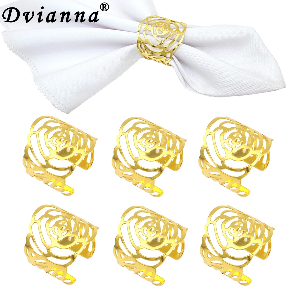 Dvianna 6 Pcs Gold Metal Napkin Rings Hollow Rose Flower Napkin Rings Holder for Wedding Banquet Dinner Decor HWM05
Dvianna 6 Pcs Gold Metal Napkin Rings Hollow Rose Flower Napkin Rings Holder for Wedding Banquet Dinner Decor HWM05
