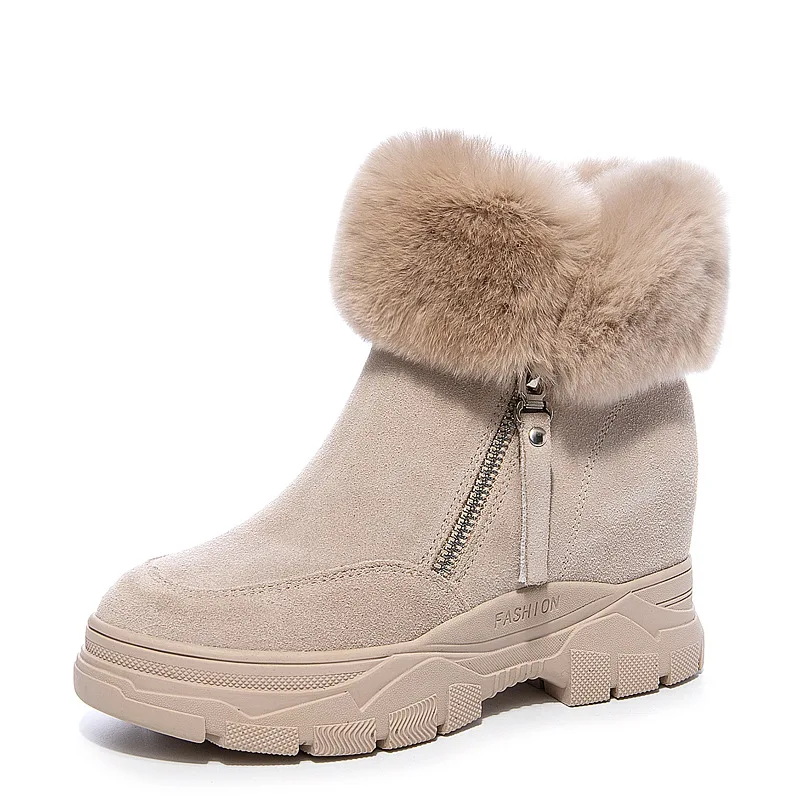 Rabbit Furry Ankle Boots Woman Winter 2023 Trend Genuine Leather High Heels Platform Sports Shoes Woman Casual Snow Boot Fashion
Rabbit Furry Ankle Boots Woman Winter 2023 Trend Genuine Leather High Heels Platform Sports Shoes Woman Casual Snow Boot Fashion