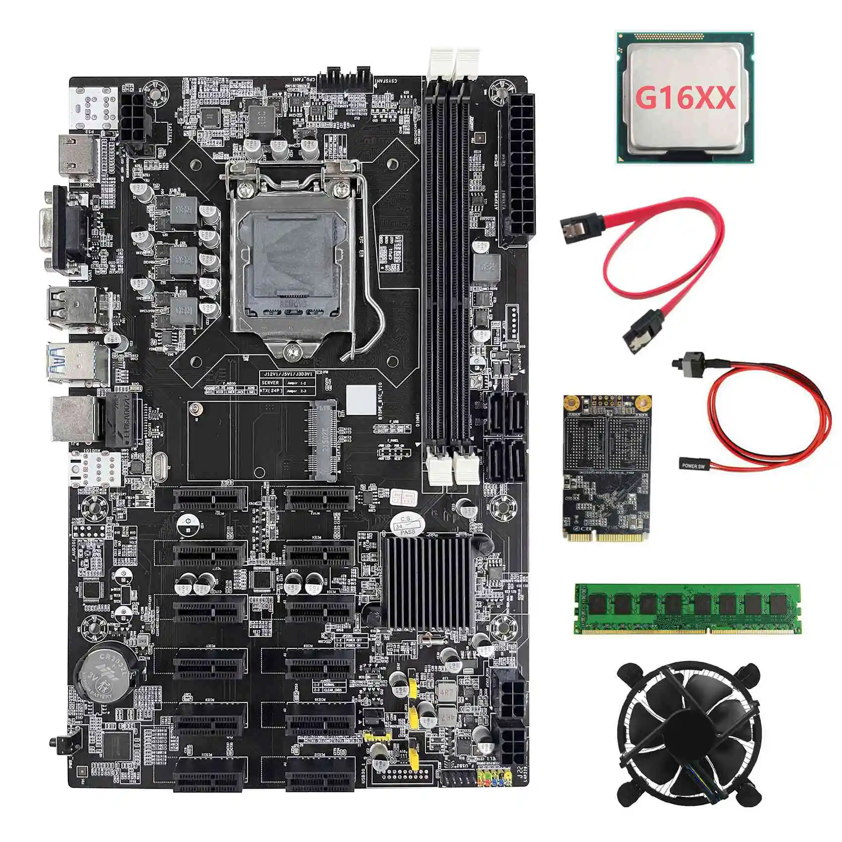 B75 12 PCIE ETH Mining Motherboard+G16XX CPU+DDR3 4GB 1600Mhz RAM+128G SSD+Fan+SATA Cable+Switch Cable Miner Motherboard
B75 12 PCIE ETH Mining Motherboard+G16XX CPU+DDR3 4GB 1600Mhz RAM+128G SSD+Fan+SATA Cable+Switch Cable Miner Motherboard