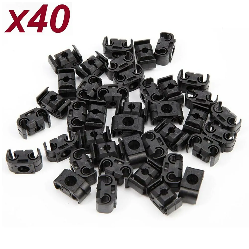 

40pcs Car Double Brake Line Clip Brake Line Holder 4.75mm Black FOR SKODA A4 / S4 / A6 Car Clips Interior Parts Car Accessories