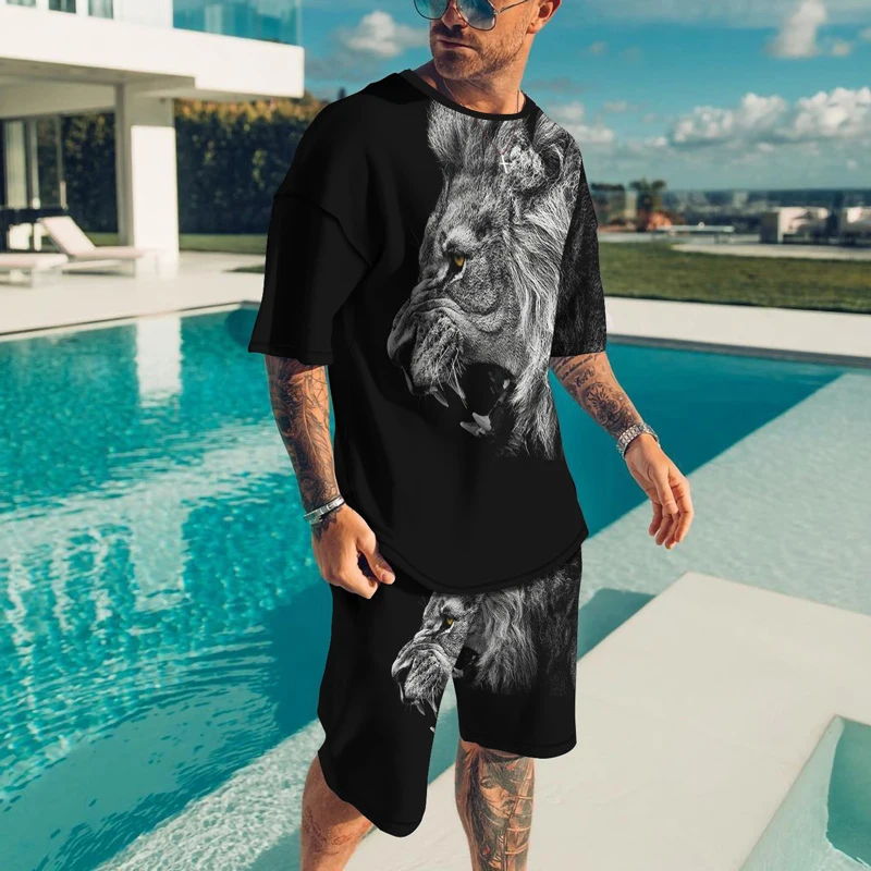 Summer Men's Lion King 3D Printed Short Sleeve T-Shirt Suit Sportswear Beach T-Shirt Shorts Fashion Loose Casual Oversized
Summer Men's Lion King 3D Printed Short Sleeve T-Shirt Suit Sportswear Beach T-Shirt Shorts Fashion Loose Casual Oversized